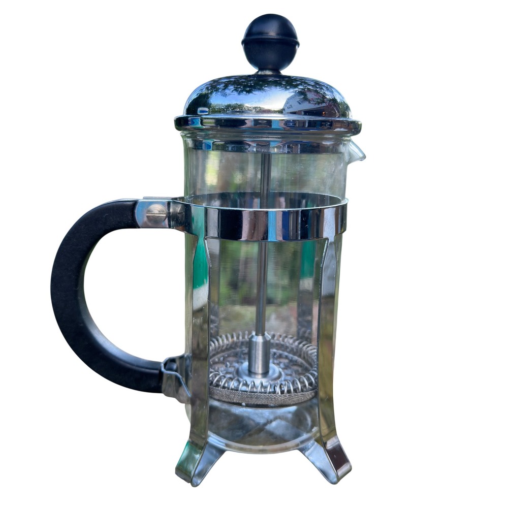 Krups French Press Coffee Maker Chrome Glass Stainless Steel Manual Brewer 7.5in